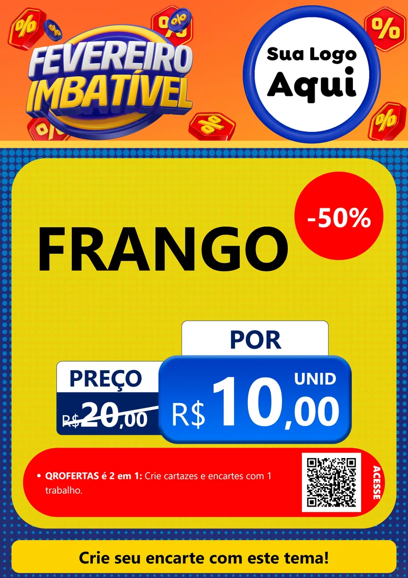 Modelo de Cartaz para Cartaz A4 Vertical com o tema Fevereiro Imbatível para Assados