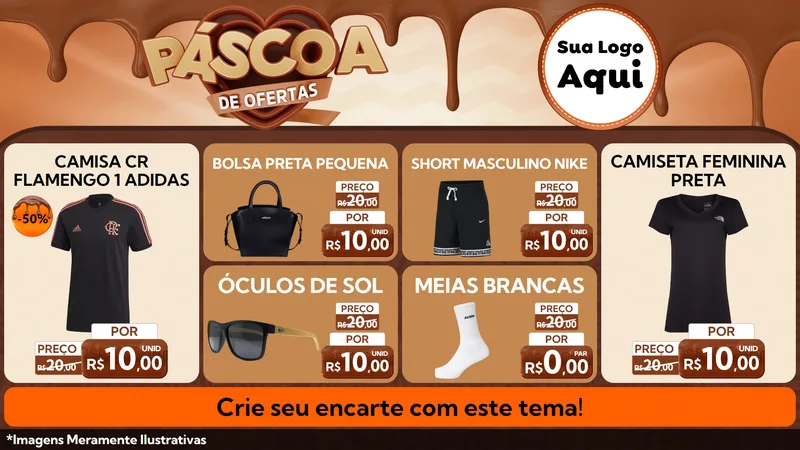 Modelo de TV para TV Horizontal com o tema Páscoa de Ofertas para Roupas e acessórios
