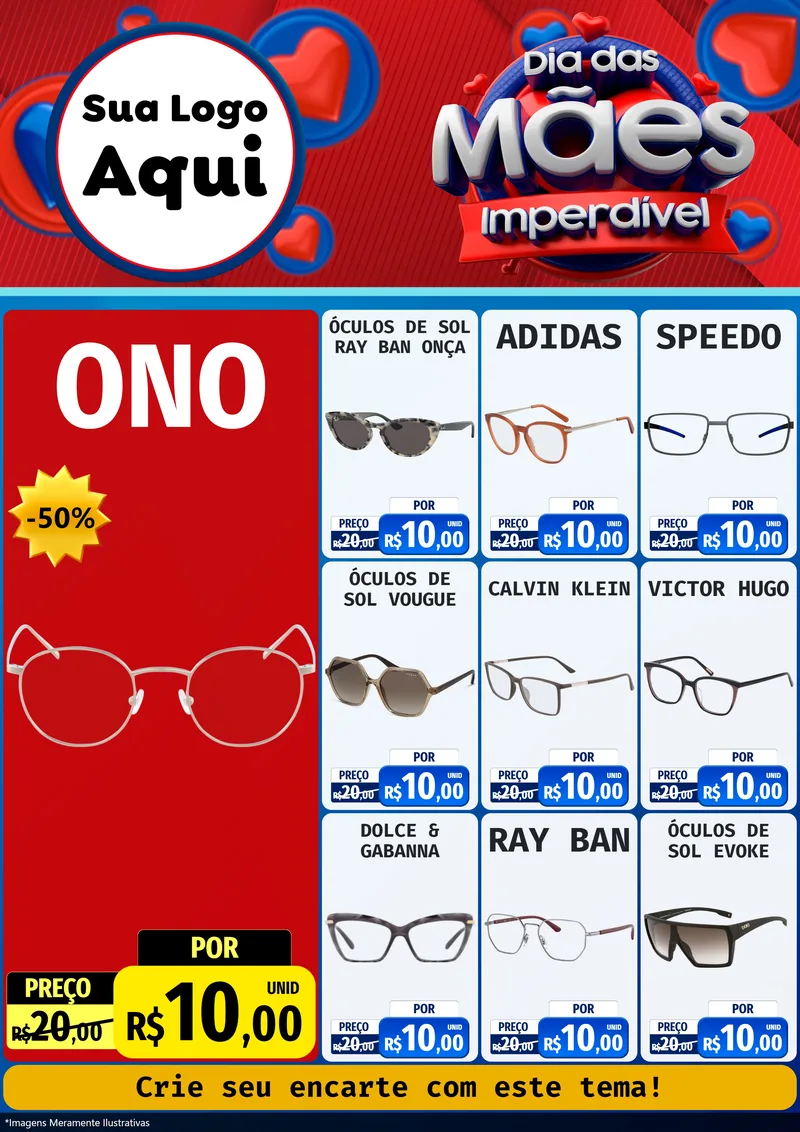 Modelo de Encarte para Encarte A4 Vertical com o tema Dia Das Mães Imperdível para Óticas