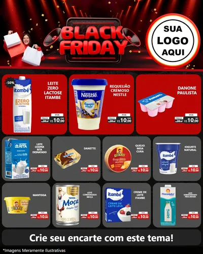 Modelo de Rede Social para Feed Instagram com o tema Black Friday para Frios e Laticínios