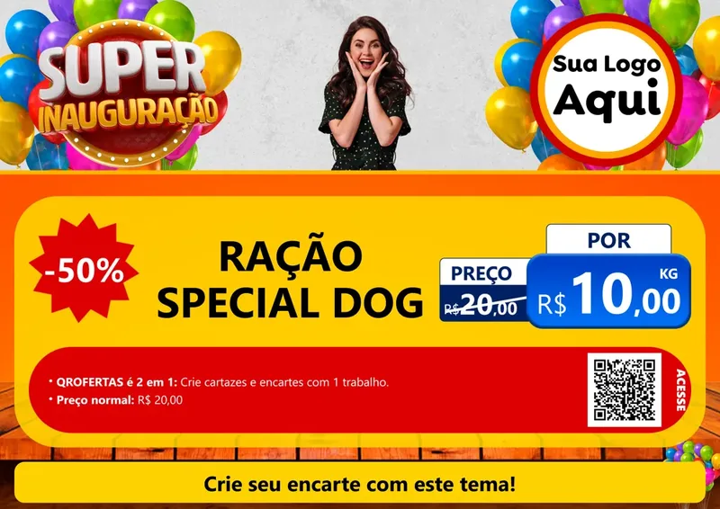Modelo de Cartaz para Cartaz A4 Horizontal com o tema Super Inauguração para Pet Shop