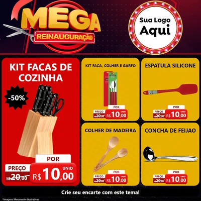 Modelo de Rede Social para Feed Facebook com o tema Mega Reinauguração para Utilidades Domésticas