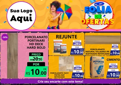 Modelo de Encarte para Encarte A4 Horizontal com o tema Folia de Ofertas para Pisos e revestimentos