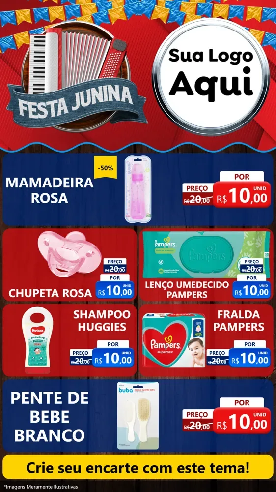 Modelo de TV para TV Vertical com o tema Festa Junina para Bebês