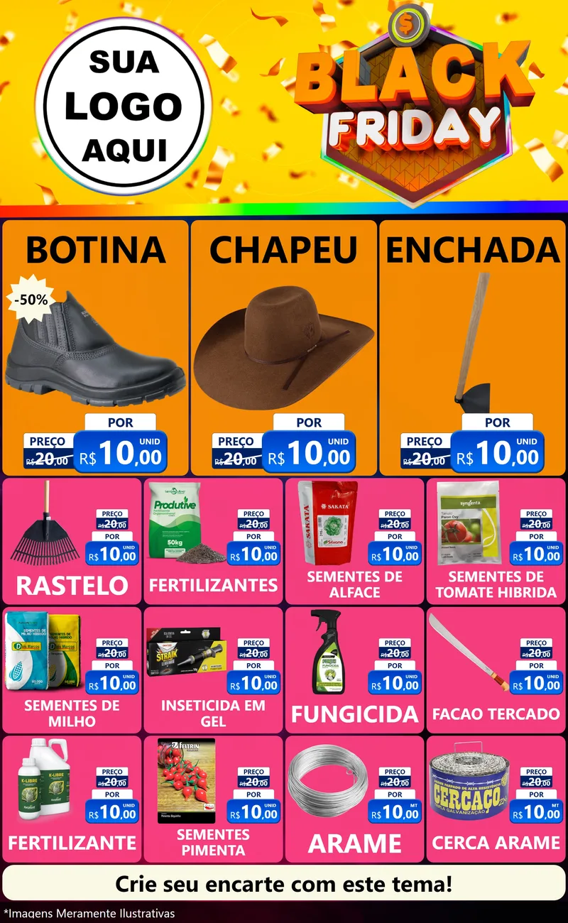 Modelo de Encarte para Encarte Grande com o tema Black Friday para Agropecuária