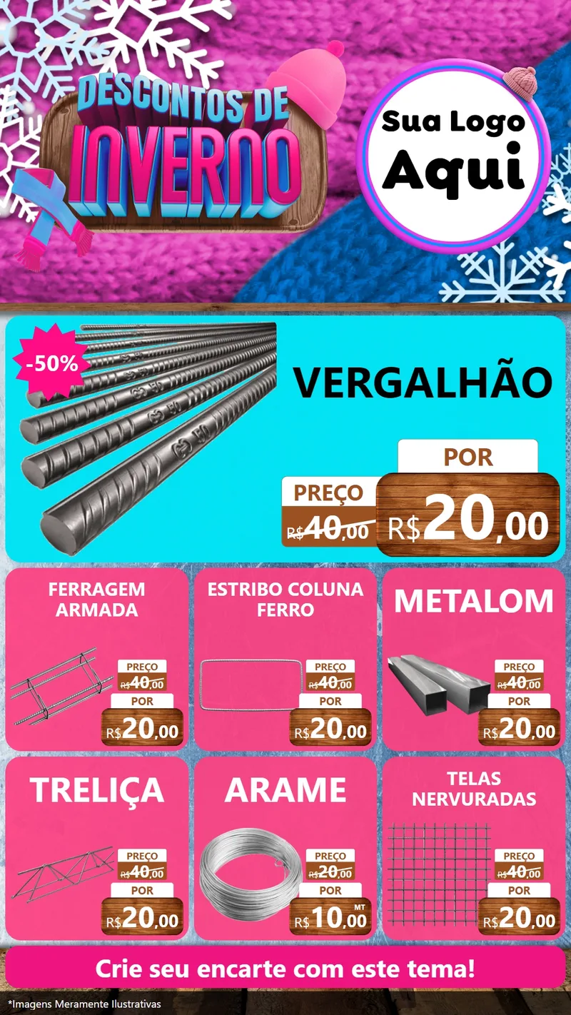 Modelo de Rede Social para Stories com o tema Descontos de Inverno para Ferragens