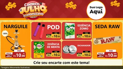 Modelo de TV para TV Horizontal com o tema Comece Julho Economizando para Tabacaria