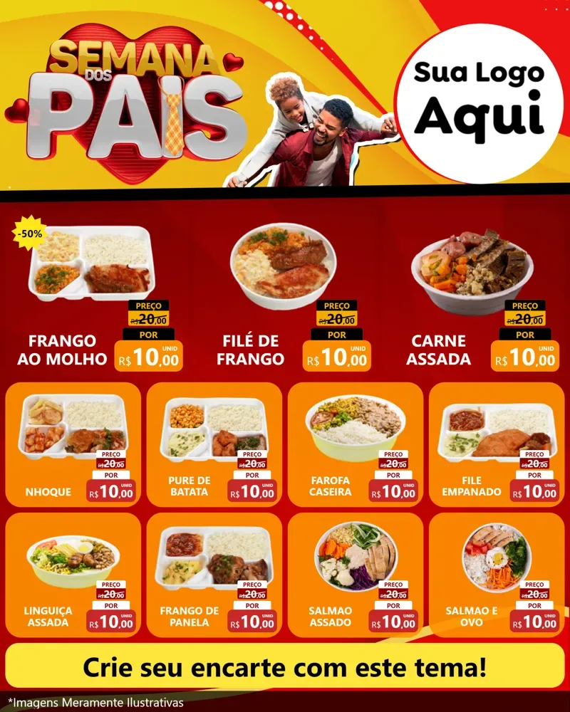 Modelo de Rede Social para Feed Instagram com o tema Semana Dos Pais para Restaurante