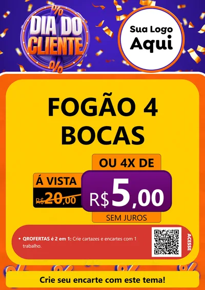 Modelo de Cartaz para Cartaz A4 Vertical com o tema Dia do Cliente para Móveis e Eletro