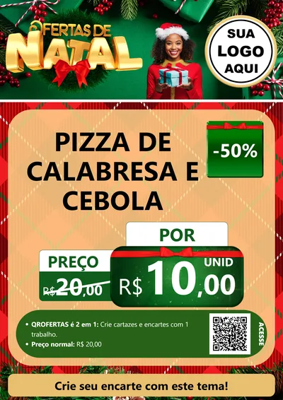 Modelo de Cartaz para Cartaz A4 Vertical com o tema Ofertas de Natal para Pizzaria