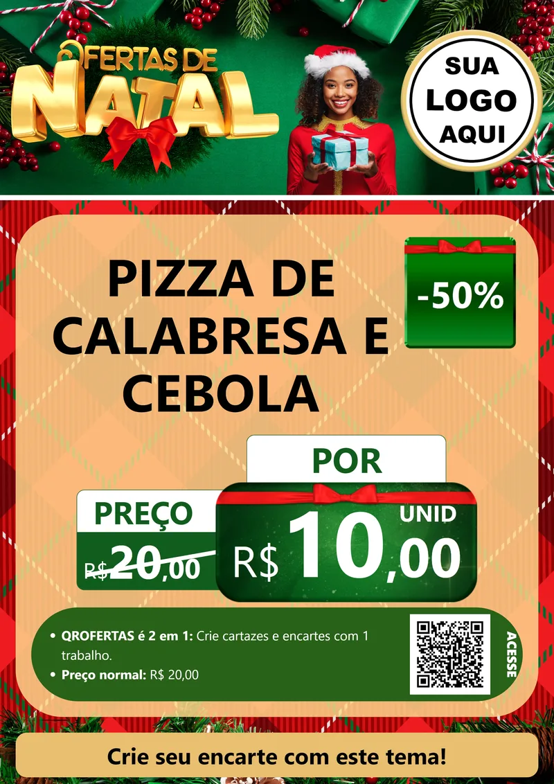 Modelo de Cartaz para Cartaz A4 Vertical com o tema Ofertas de Natal para Pizzaria