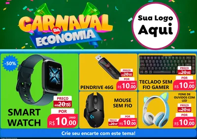 Modelo de Encarte para Encarte A4 Horizontal com o tema Carnaval da Economia para Informática