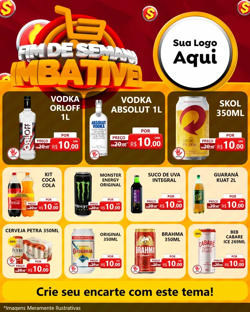 Modelo de Rede Social para Feed Instagram com o tema Fim de Semana Imbatível para Distribuidora de bebidas
