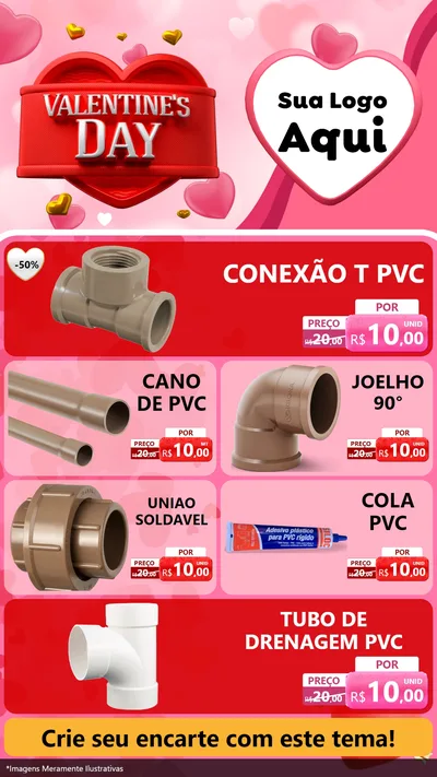 Modelo de TV para TV Vertical com o tema Valentine's Day para Tubos e conexões