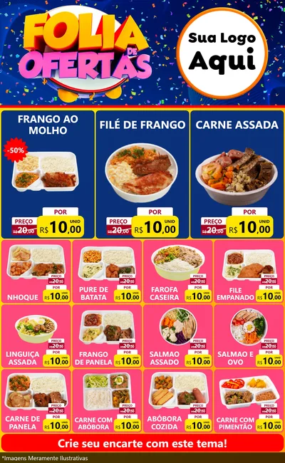 Modelo de Encarte para Encarte Grande com o tema Folia de Ofertas para Restaurante