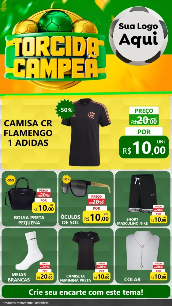 Modelo de Rede Social para Stories com o tema Torcida Campeã - Copa para Roupas e acessórios