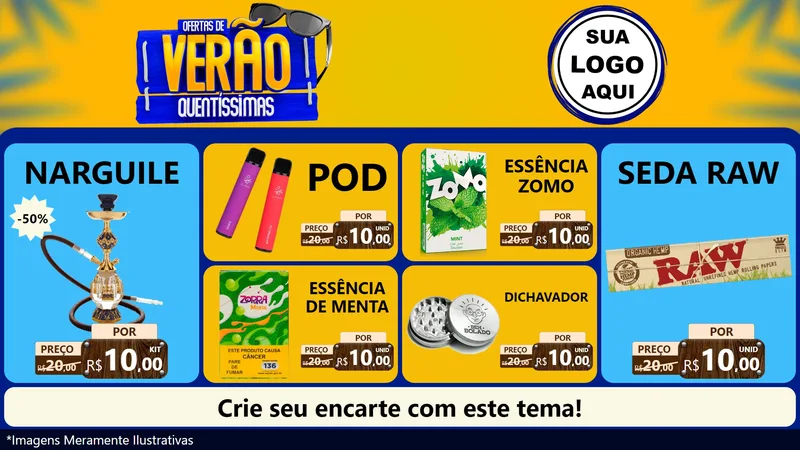 Modelo de TV para TV Horizontal com o tema Ofertas de Verão Quentíssimas para Tabacaria