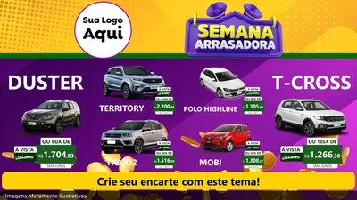Modelo de TV para TV Horizontal com o tema Semana Arrasadora para Concessionaria de Carros