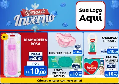 Modelo de Encarte para Encarte A4 Horizontal com o tema Ofertas de Inverno para Bebês