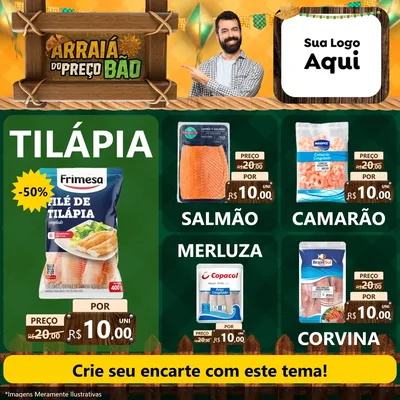 Modelo de Rede Social para Feed Facebook com o tema Arraiá do preço bão para Peixaria