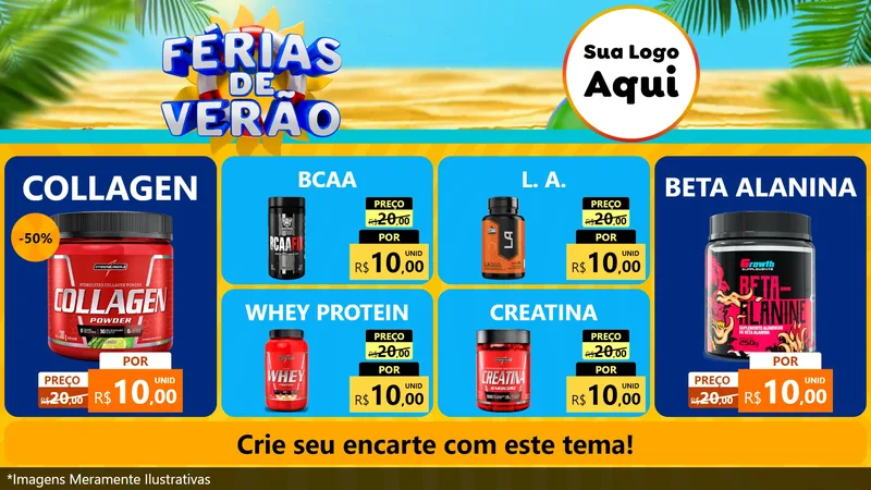 Modelo de TV para TV Horizontal com o tema Férias de Verão para Suplementos alimentares