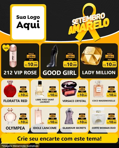 Modelo de Rede Social para Feed Instagram com o tema Setembro Amarelo para Perfumes