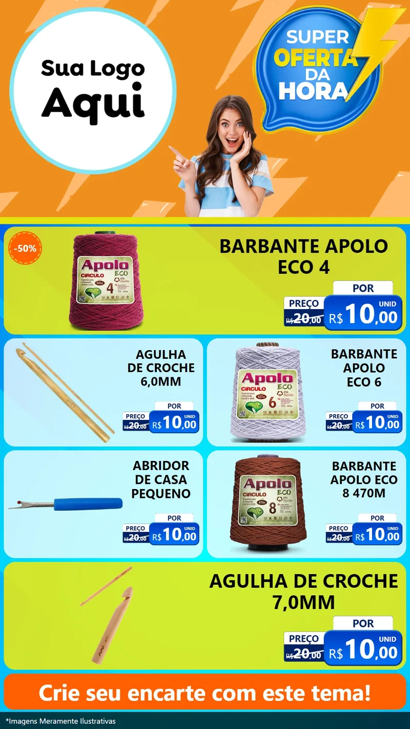 Modelo de TV para TV Vertical com o tema Super Oferta da Hora para Armarinho e Aviamentos