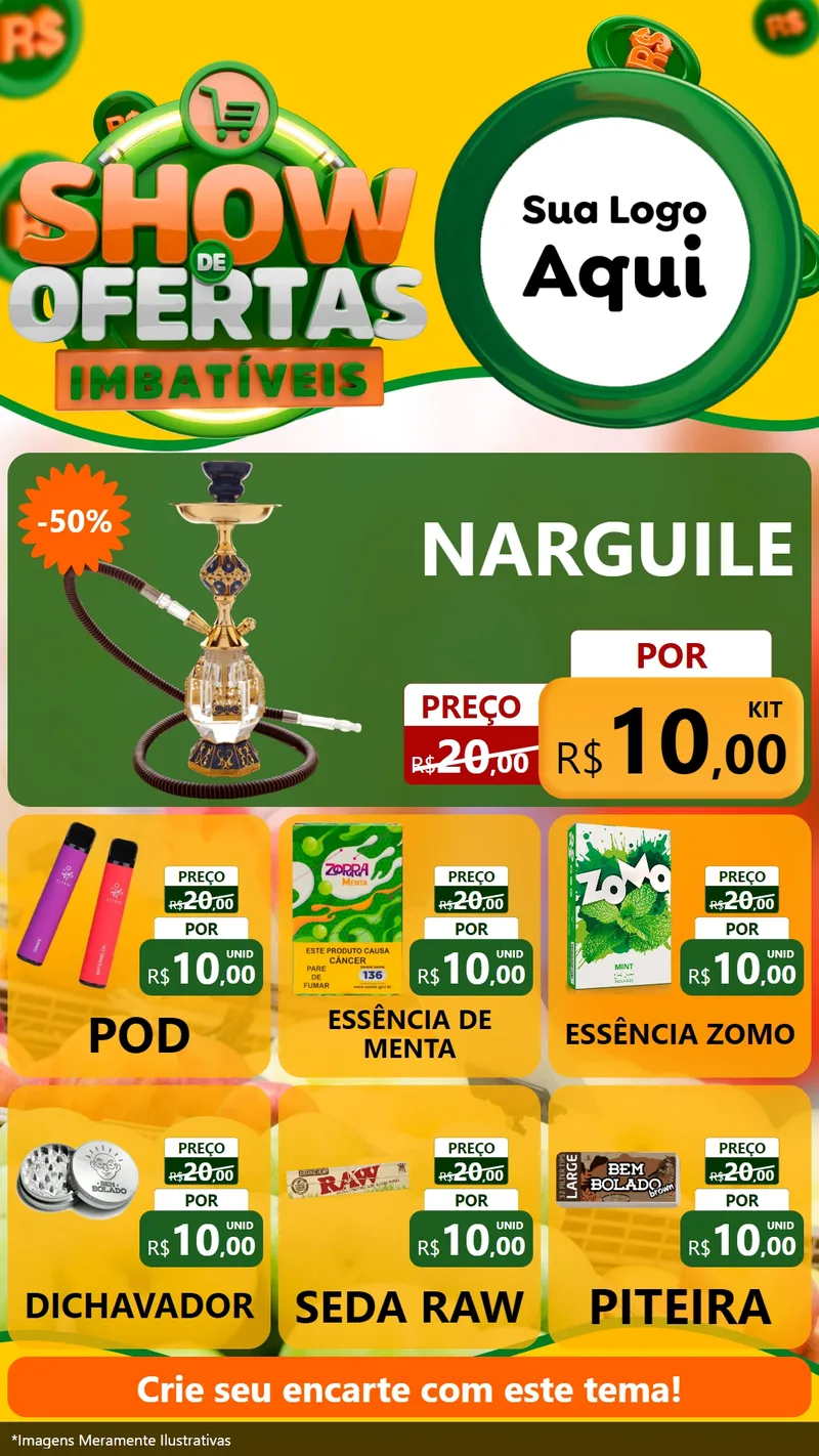 Modelo de Rede Social para Stories com o tema Show de Ofertas Imbatíveis para Tabacaria