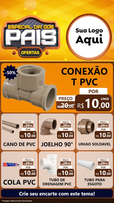Modelo de Rede Social para Stories com o tema Especial Dia dos Pais para Tubos e conexões