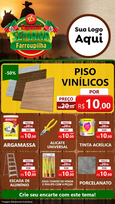 Modelo de Rede Social para Stories com o tema Especial Semana Farroupilha para Material para Construção