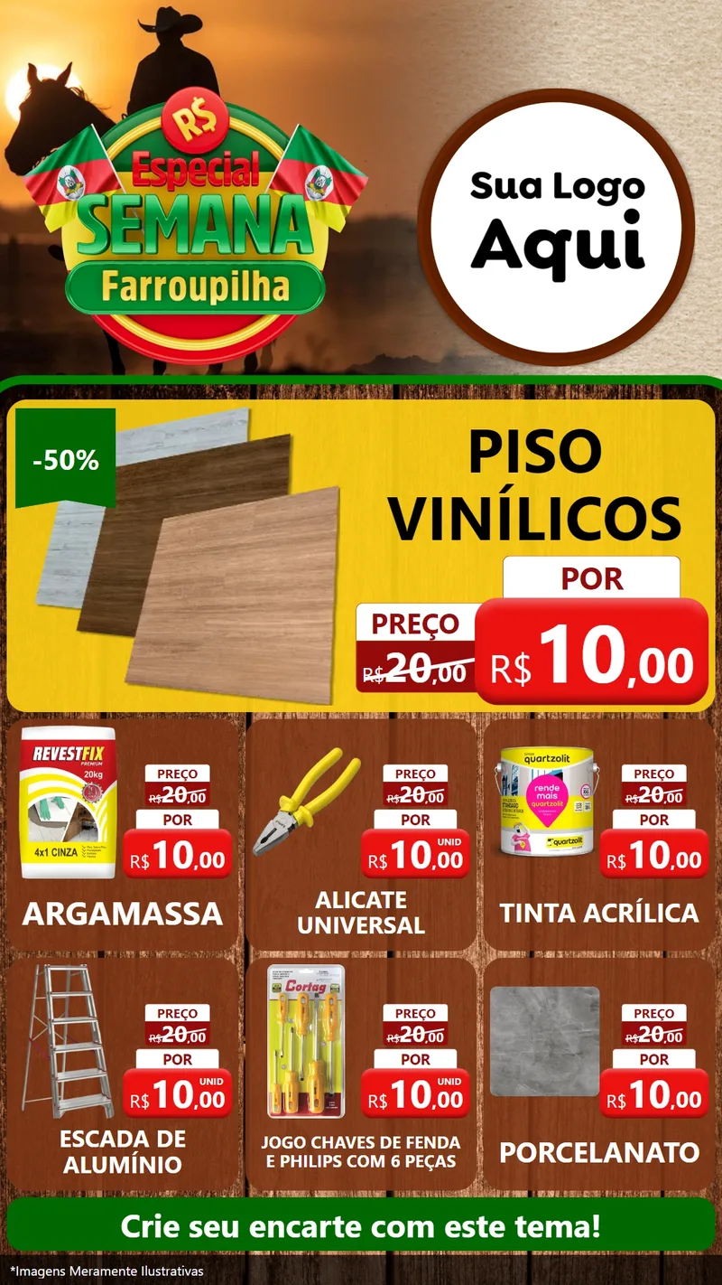 Modelo de Rede Social para Stories com o tema Especial Semana Farroupilha para Material para Construção