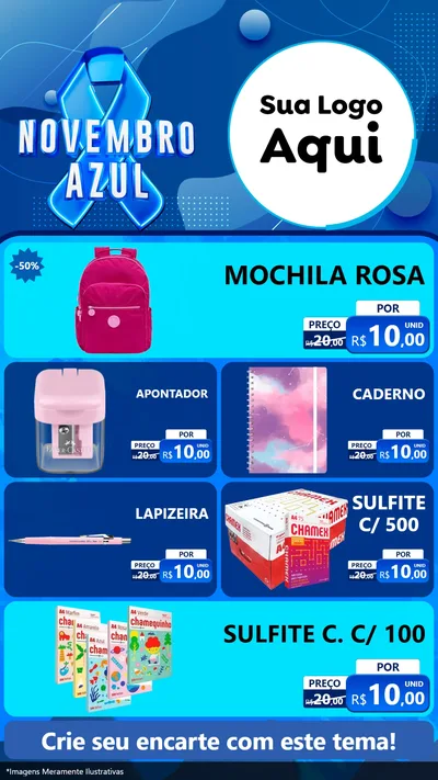 Modelo de TV para TV Vertical com o tema Novembro Azul para Papelaria