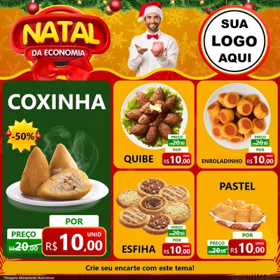 Modelo de Rede Social para Feed Facebook com o tema Natal da Economia para Salgadaria