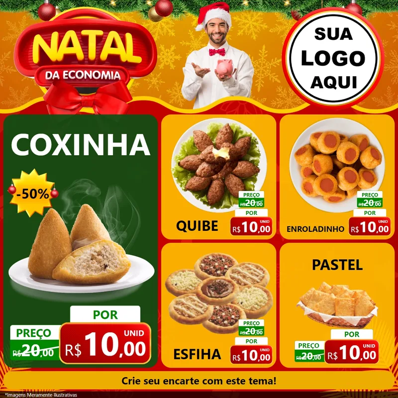 Modelo de Rede Social para Feed Facebook com o tema Natal da Economia para Salgadaria