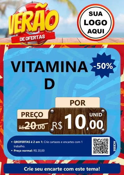Modelo de Cartaz para Cartaz A4 Vertical com o tema Verão de Ofertas para Farmácia