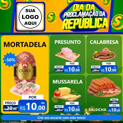 Modelo de Rede Social para Feed Facebook com o tema Dia Da Proclamação da República para Frios e Laticínios