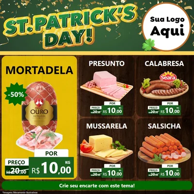 Modelo de Rede Social para Feed Facebook com o tema St Patriks Day para Frios e Laticínios