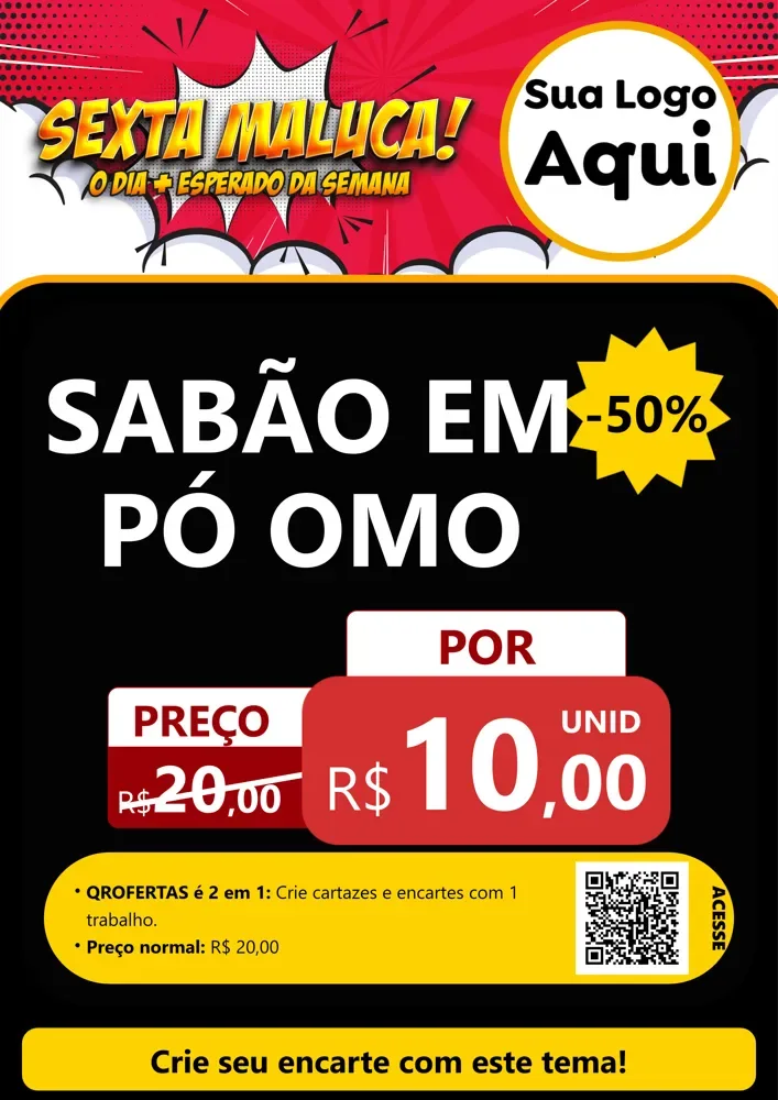 Modelo de Cartaz para Cartaz A4 Vertical com o tema Sexta Maluca! para Produtos de Limpeza