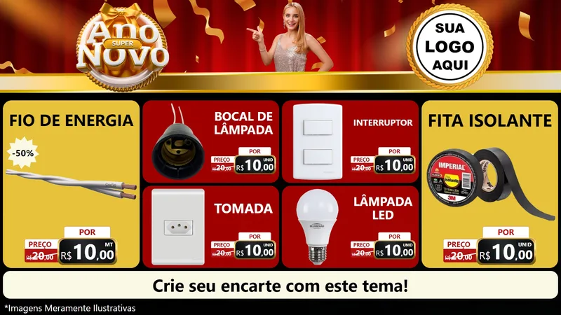 Modelo de TV para TV Horizontal com o tema Super Ano Novo para Materiais Elétricos