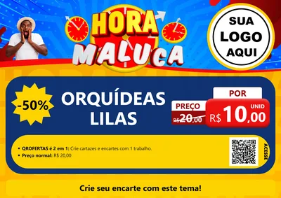 Modelo de Cartaz para Cartaz A4 Horizontal com o tema Hora Maluca para Floricultura e jardim