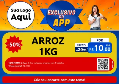 Modelo de Cartaz para Cartaz A4 Horizontal com o tema Exclusivo do Aplicativo para Supermercado