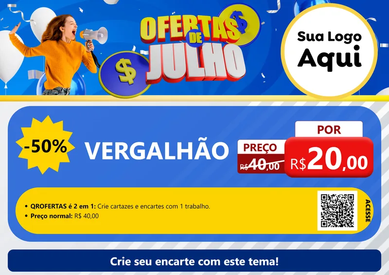 Modelo de Cartaz para Cartaz A4 Horizontal com o tema Ofertas de Julho para Ferragens