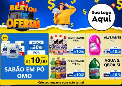 Modelo de Encarte para Encarte A4 Horizontal com o tema Sextou de Ofertas para Produtos de Limpeza