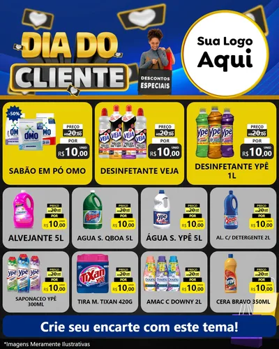 Modelo de Rede Social para Feed Instagram com o tema Dia Do Cliente para Produtos de Limpeza