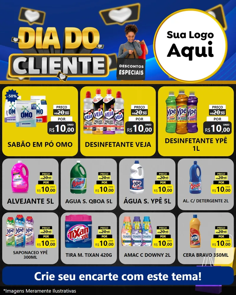 Modelo de Rede Social para Feed Instagram com o tema Dia Do Cliente para Produtos de Limpeza