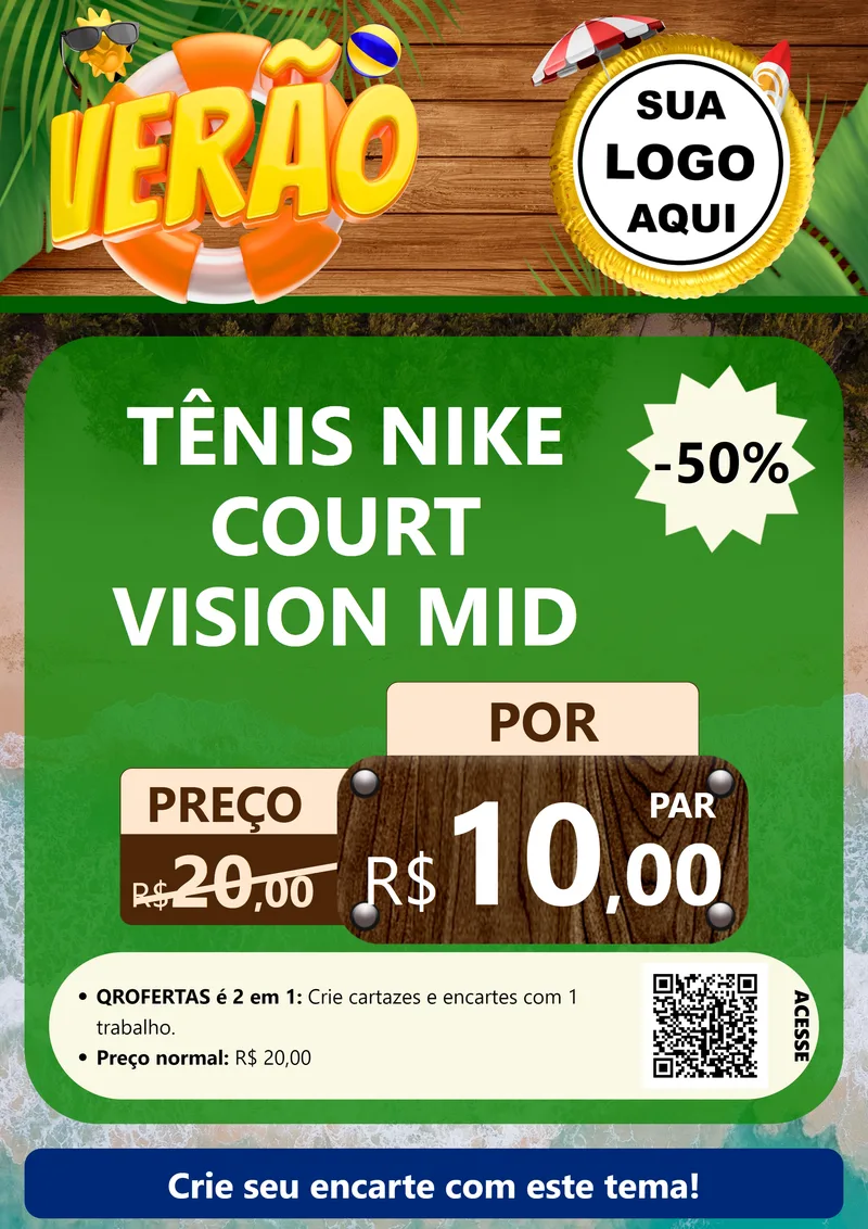 Modelo de Cartaz para Cartaz A4 Vertical com o tema Verão para Calçados