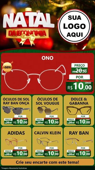 Modelo de Rede Social para Stories com o tema Natal da Economia para Óticas