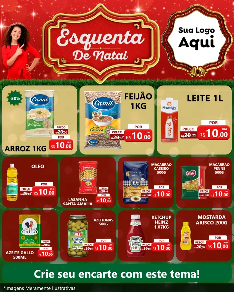 Modelo de Rede Social para Feed Instagram com o tema Esquenta de Natal para Supermercado