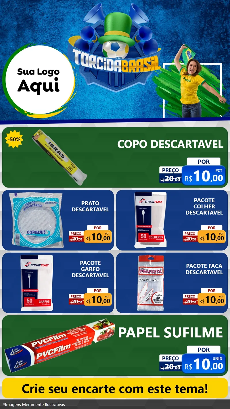 Modelo de TV para TV Vertical com o tema Torcida Brasil - Copa para Embalagens