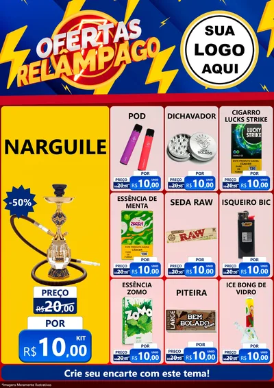 Modelo de Encarte para Encarte A4 Vertical com o tema Ofertas Relâmpago para Tabacaria